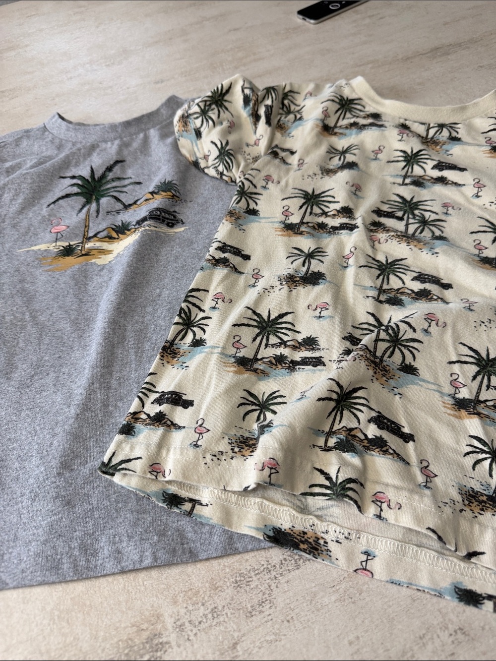 Kids Tropical Flamingo Tee lot of 2 - Cream & Gray
